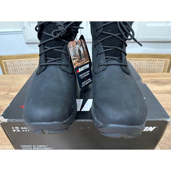 Baffin Mens Truro Boots Black Leather Felt Collar Size 10 NIB Weatherproof Comfy - Picture 6 of 14